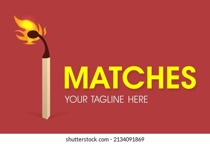 Modern Matches Logo. Matchstick Sign. Camping Concept.