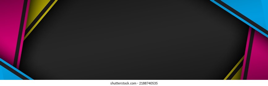 Modern material banner with overlapped sheets of paper in cmyk colors. Template for your business. Vector abstract widescreen background