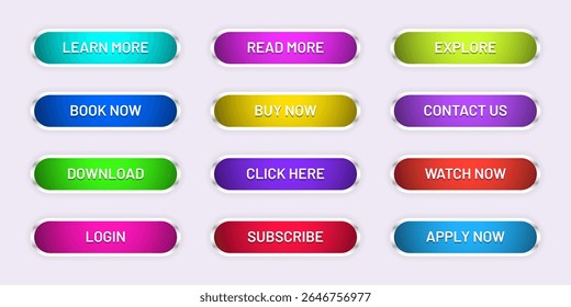 Modern material call to action buttons set for web, mobile app and infographic use