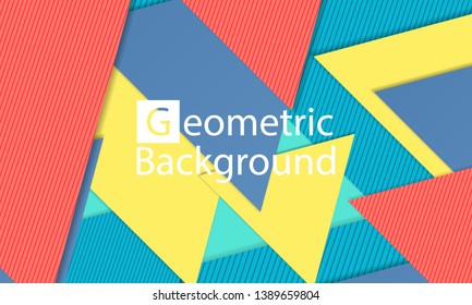 Modern material design. Geometric background. Cover layout template. 3d illustration. Abstract paper cut background. Vector.