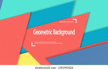 Modern material design. Geometric background. Cover layout template. 3d illustration. Abstract paper cut background. Vector.