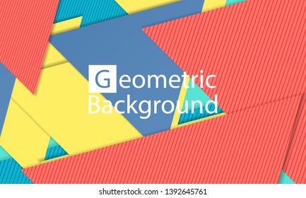Modern material design. Geometric background. Cover layout template. 3d illustration. Abstract paper cut background. Vector.