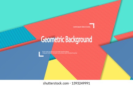 Modern material design. Geometric background. Cover layout template. 3d illustration. Abstract paper cut background. Vector.