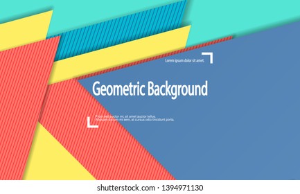 Modern material design. Geometric background. Cover layout template. 3d illustration. Abstract paper cut background. Vector.