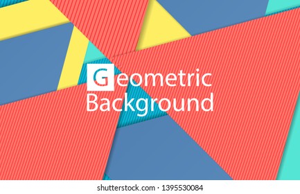 Modern material design. Geometric background. Cover layout template. 3d illustration. Abstract paper cut background. Vector.