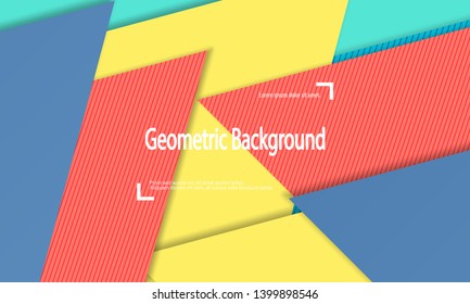 Modern material design. Geometric background. Cover layout template. 3d illustration. Abstract paper cut background. Vector.