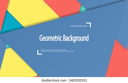 Modern material design. Geometric background. Cover layout template. 3d illustration. Abstract paper cut background. Vector.
