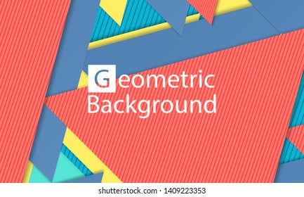 Modern material design. Geometric background. Cover layout template. 3d illustration. Abstract paper cut background. Vector.