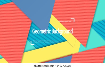 Modern material design. Geometric background. Cover layout template. 3d illustration. Abstract paper cut background. Vector.