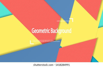 Modern material design. Geometric background. Cover layout template. 3d illustration. Abstract paper cut background. Vector.