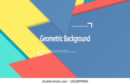 Modern material design. Geometric background. Cover layout template. 3d illustration. Abstract paper cut background. Vector.