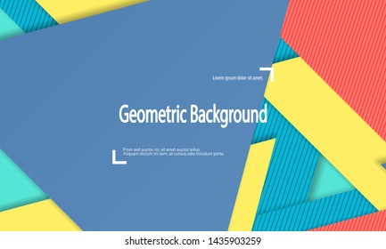 Modern material design. Geometric background. Cover layout template. 3d illustration. Abstract paper cut background. Vector.