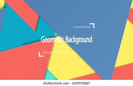 Modern material design. Geometric background. Cover layout template. 3d illustration. Abstract paper cut background. Vector.