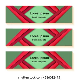 Modern material design paper layers overlay banner template, empty horizontal banner cover vector mockup, abstract colorful geometric web sites title, advertising, business card, bookmark