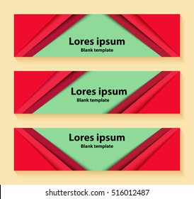 Modern material design paper layers overlay banner template, empty horizontal banner cover vector mockup, abstract colorful geometric web sites title, advertising, business card, bookmark