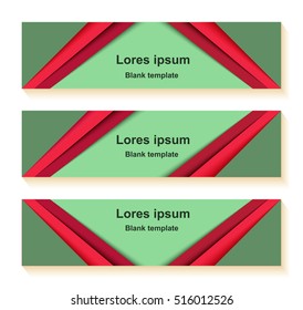 Modern material design paper layers overlay banner template, empty horizontal banner cover vector mockup, abstract colorful geometric web sites title, advertising, business card, bookmark