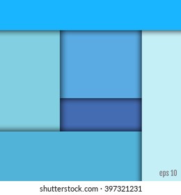Modern material design template. Blue green and off white colors palette scheme. Material design trendy background. Geometric shapes and natural colors balance. Realistic technology abstract 