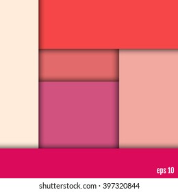 Modern material design template. Material design trendy background. Geometric shapes and natural colors balance. Realistic abstract technology. Red color scheme