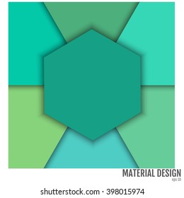 Modern material design template. Material design trendy background. Geometric shapes and natural colors balance. Realistic abstract technology. Green color scheme