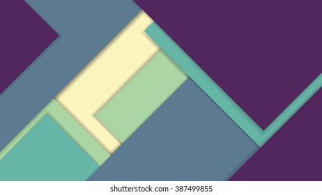 Modern material design vector illustration background.  Shapes with shadows. Ratio 16:9