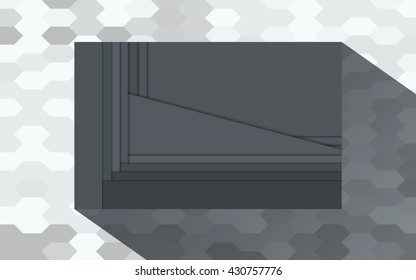 Modern material design for web advertising, business card, shapes with shadow are on geometric pattern.