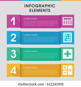 Modern math infographic template. infographic design with math icons includes calclator, abacus, plus. can be used for presentation, diagram, annual report, web design. 