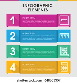 Modern math infographic template. infographic design with math icons includes 7 number, minus, abacus. can be used for presentation, diagram, annual report, web design.