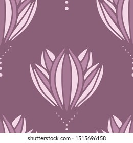 Modern Mauve Flower Blossom Abstract Vector Repeat Pattern