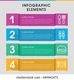 Modern meal infographic template. infographic design with meal icons includes fork and spoon, cheeseburger. can be used for presentation, diagram, annual report, web design.