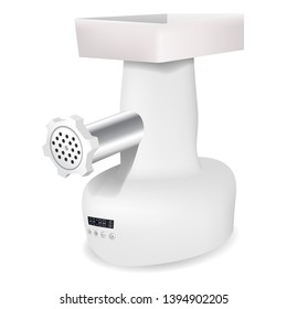 Modern meat grinder icon. Realistic illustration of modern meat grinder vector icon for web design isolated on white background