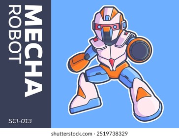 Robot Mecha moderno con ilustración de gesto de acción Vector de arte plano