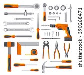Modern mechanic DIY tools set collection on white background vector