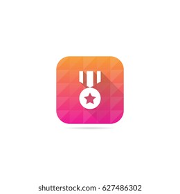 Modern Medal Icon With Long Shadow