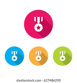 Modern Medal Icons With Long Shadow