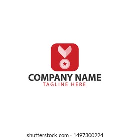 Modern Medal logo isolated in red color