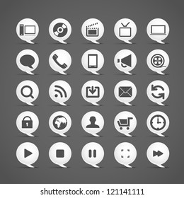 Modern media icons in clouds collection