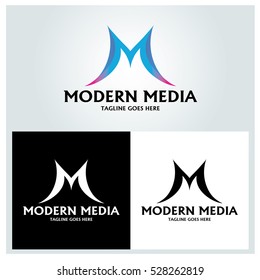 Modern media logo design template ,Letter M logo design concept ,Vector illustration