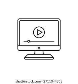 Moderne Media Play Screen-Strichsymbolgrafik für digitale Schnittstellen, UI-Elemente, Multimedia-Steuerelemente, kreatives Branding und benutzerfreundliche Designvisuals