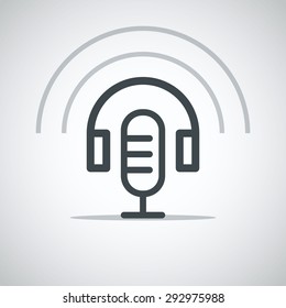 Modern media web icon. Phones and microphone