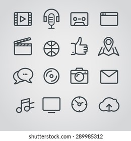 Modern media web silhouettes collection