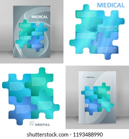 Modern medical background - concept health care or medicine technology. Vector Illustration EPS 10 Graphic Design elements puzzle style banner, flyer dental service, presentation template brochure