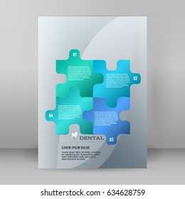 Modern medical background - concept health care or medicine technology. Vector Illustration EPS 10 Graphic Design elements puzzle style banner, flyer dental service, presentation template brochure