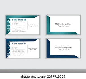 Modern Medical Busienss Card With Abstract Shape And 2 Colour.