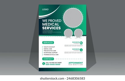 Modern medical corporate healthcare a4 flyer design template for print