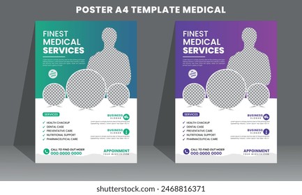 	
Modern medical corporate healthcare and medical flyer design template for print.	