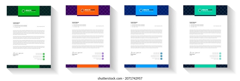 Modern Medical Doctor healthcare letterhead Design Template with green, blue, orange color. corporate modern letterhead design template. letter head design. doctor letterhead. medical letterhead
