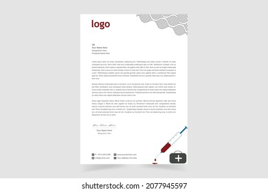Modern medical doctor healthcare letterhead design template. Editable Medical Office Letterhead Design. Doctor Prescriptions Pad Design. Vector Illustration