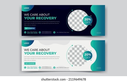 Modern Medical Facebook Cover Design Vector Template with two different variant