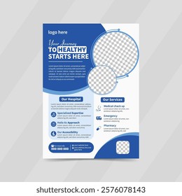 Modern Medical Flyer Design Template | A4 Vector Layout with Two-Color Scheme for Healthcare, Reports, and Brochures.