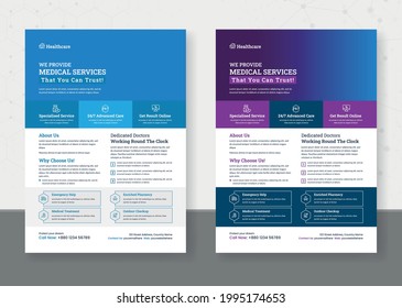 Modern Medical Flyer Template Design, Medical cover a4 template design, Healthcare brochure design, flyer, leaflets decoration for printing vector illustration.